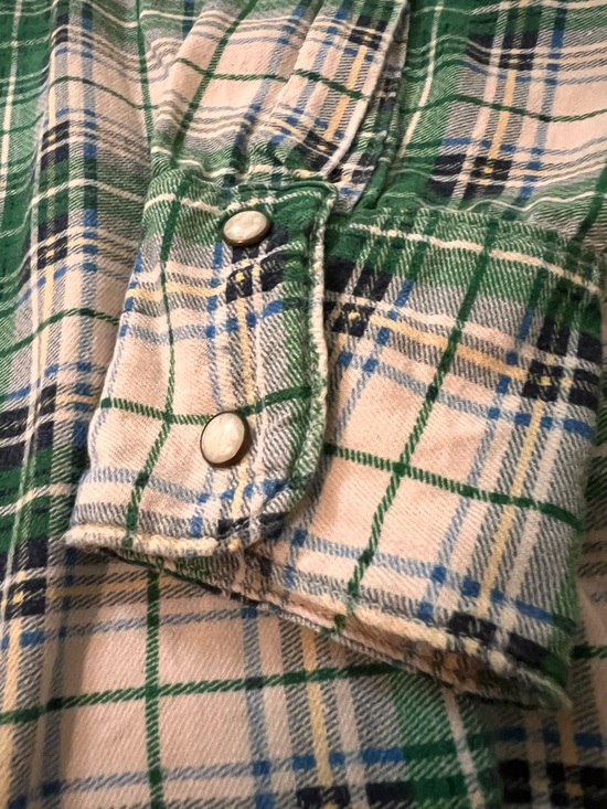 The Great The Heritage Green Plaid Flannel Shirt Womens Sz 2 M Snaps Western - Picture 6 of 12